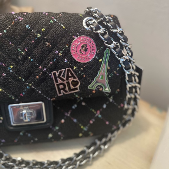 Karl Lagerfeld Tweed Crossbody Bag - Picture 3 of 12